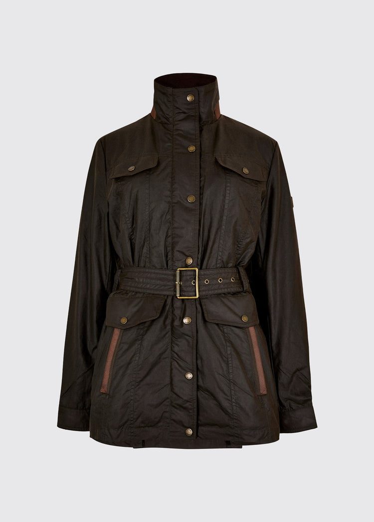 Gandon Women's belted waxed cotton coat - Verdigris