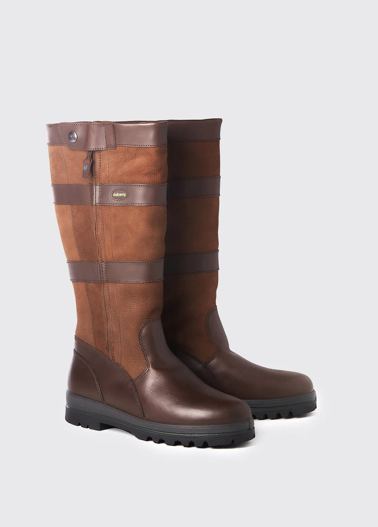 Wexford waterproof breathable leathter in brown Country Boots with side zip for easy entry on a grey studio background