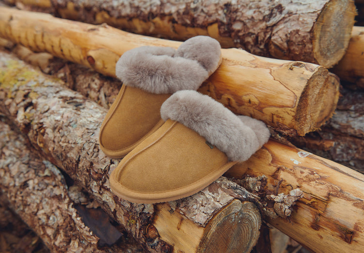 Rockmill Dames Suède Pantoffels  - Sand